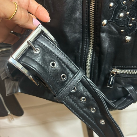 Michael Kors Leather Moto Biker Jacket - Picture 6 of 8